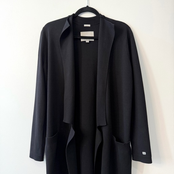 Soia & Kyo Benela Knee-Length Coatigan w/ Lapels Black Open-Front Cardigan Sz S - Picture 5 of 15
